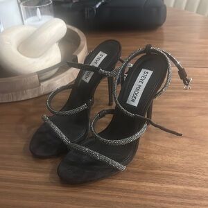 Steve Madden Black and Silver Women's Heels